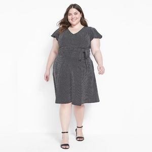 Flutter Sleeve V Neck Fit and Flare Lane Bryant 26 Office Teacher Friendly